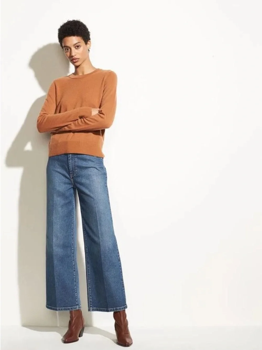 NWT Vince Overlay Crew 100% Cashmere Sweater Light Copper XS